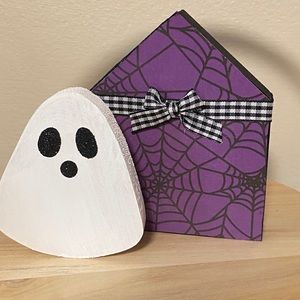 Ghost and Spider House wooden hand made fall decor